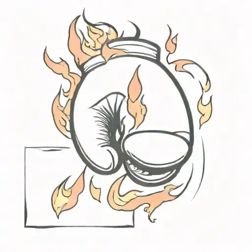 Boxing Glove On Fire Flames