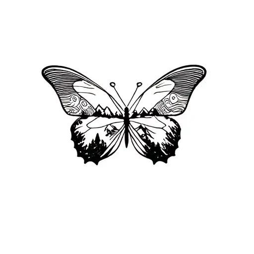 Butterfly With Mountain