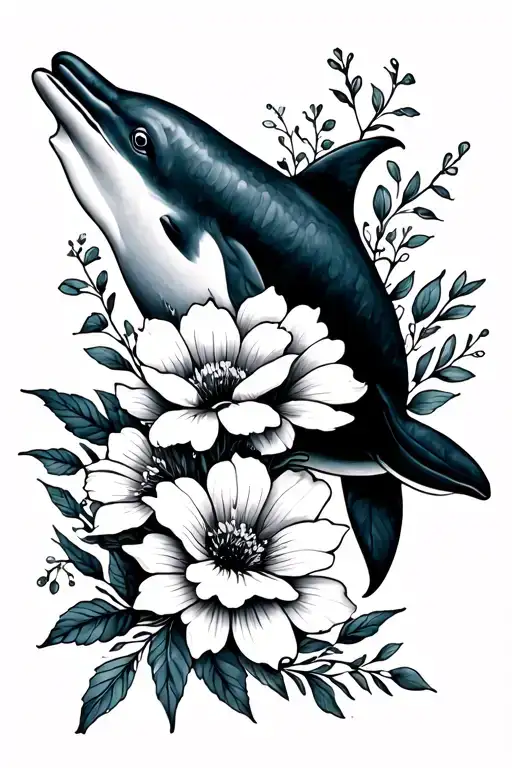 Dolphin And January Birth Flower Bouquet