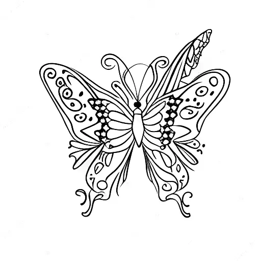 Butterfly With A Comma And Sunflower