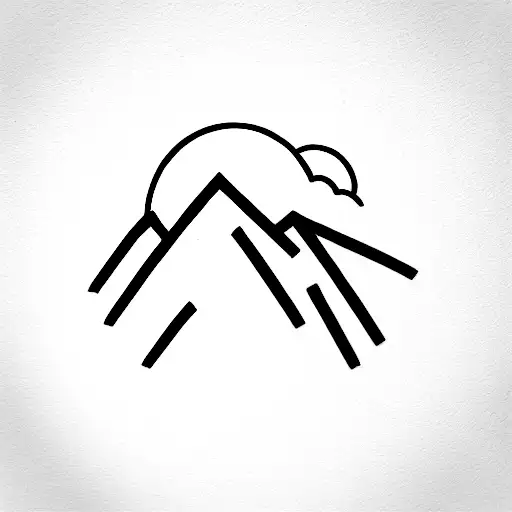 Rhomboid With A Mountain And A Fox Shaped Cloud Around The Mountain