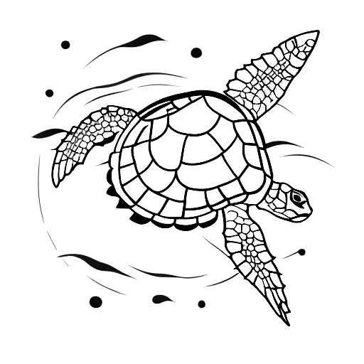 A Sea Turtle Gracefully Swimming Through A Vibrant Sunset