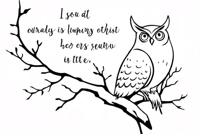 Owl And Tree Branch With Quote