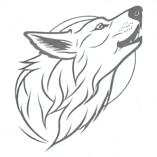 Head Of A Wolf Howling At The Moon