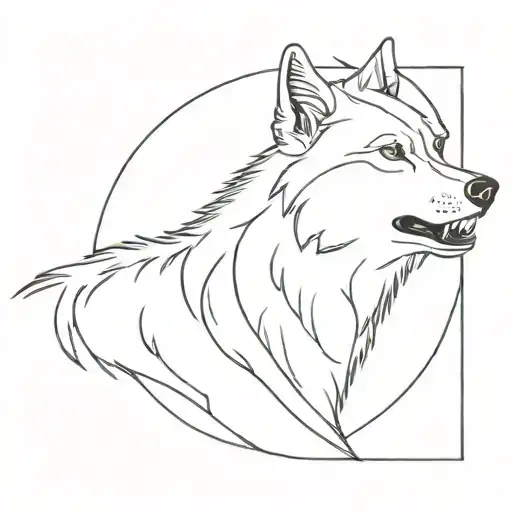 Head Of A Wolf Howling At The Moon Without Moon