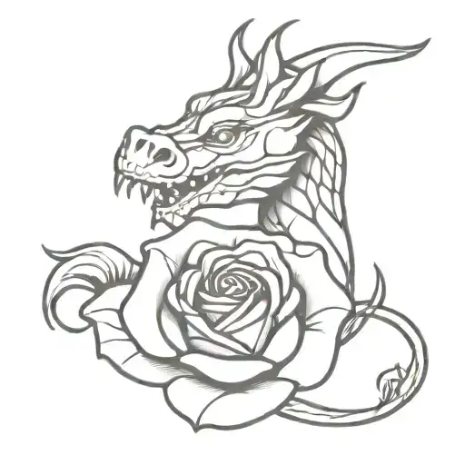 Dragon Holding A Rose