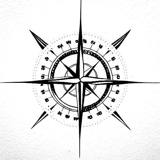 Compass With Heart And Flowers