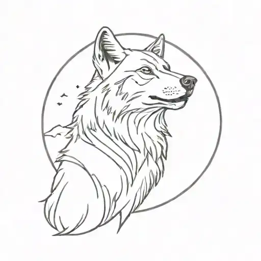 Elegant Female Wolf With Moon