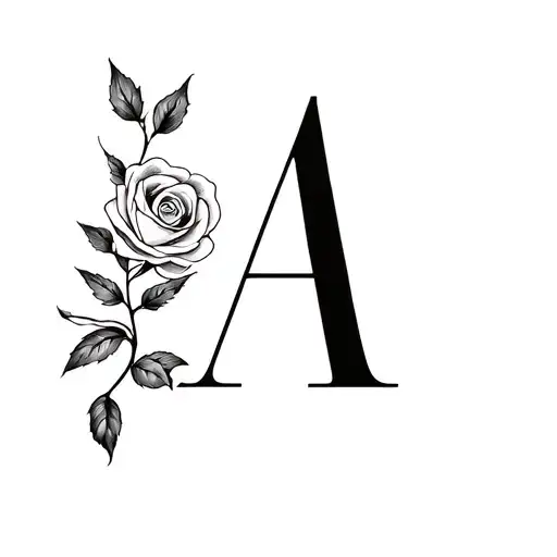 Letter A With A Rose Branch