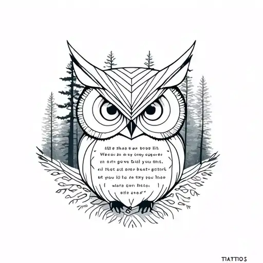 Owl And Forest Using Geometric Shapes With A Quote