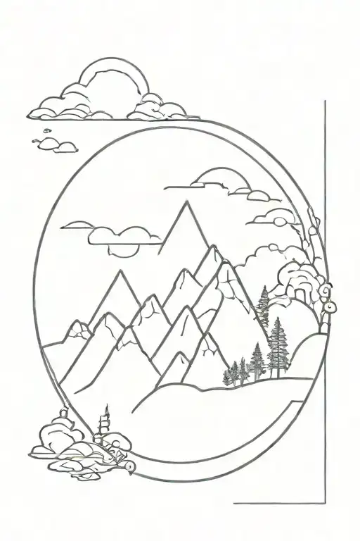 Moutain Inside A Circle