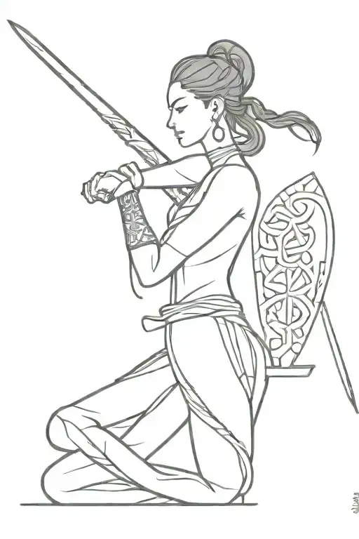 Female Warrior In Arabic Caligraphy