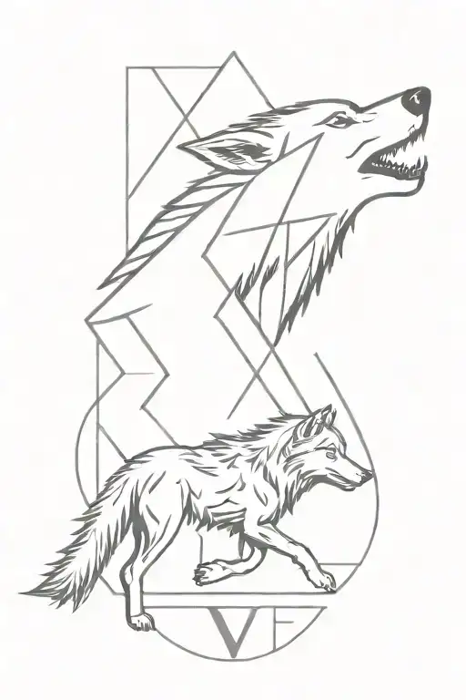 Wolf And Warship With Letter V Letter