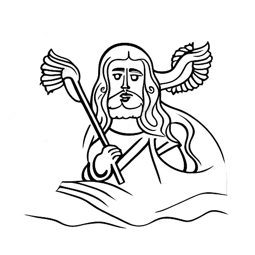 A Minimalist Tattoo Of Jesus Giving A Sermon To A Crowd Of Salespeople