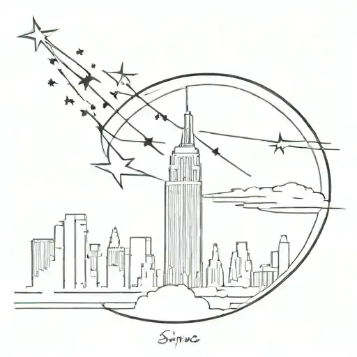 Skyline Empire State Building With A Shooting Star