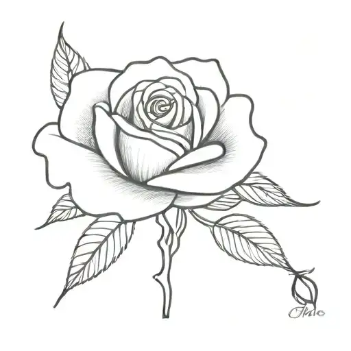 Tiny Rose With The Name Rose Marie By The Stem