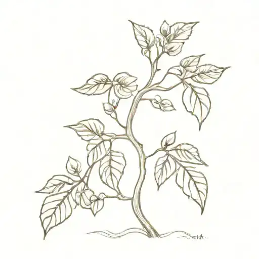 Elm Tree With Violets And Elm Leaves