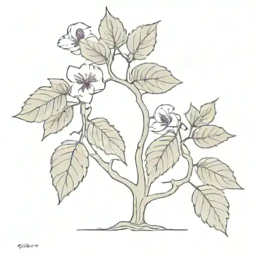 Elm Tree With Violets And Elm Leaves Growing