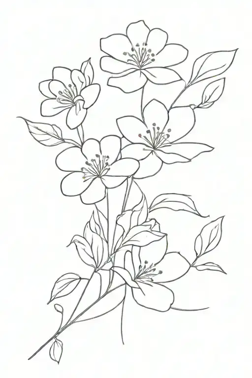 Fine Line Self Love Body Line With Flower Growing