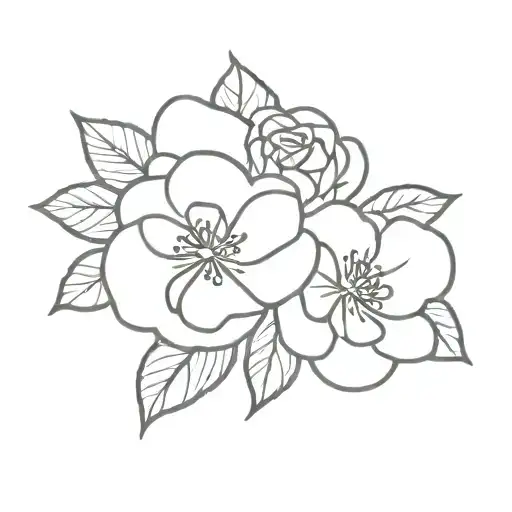 Hortensia Et Rose Intertwined