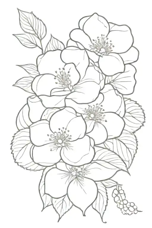 Hydrangea With Rose Growing