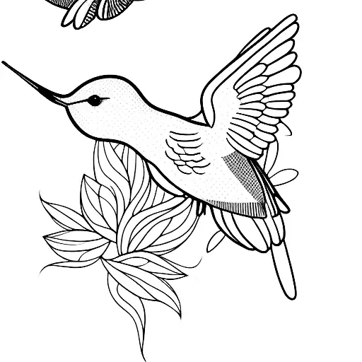 Illustrated Hummingbird In Nature