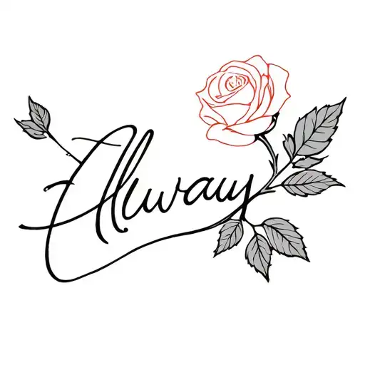 Rose With Words Always In Stem