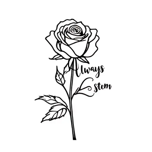 Rose With Words Always In Stem