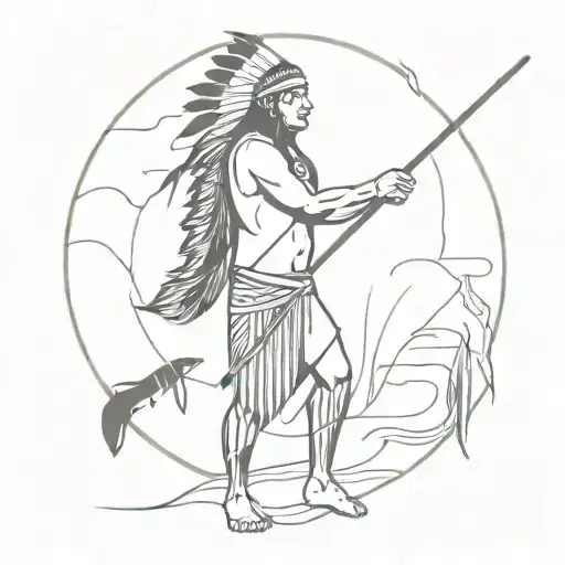 Classic Native American Fishing With A Spear