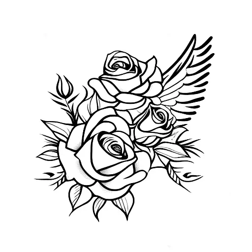 Wing With Roses