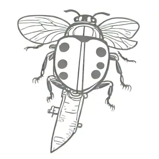 Ladybug Riding A Razor Scooter