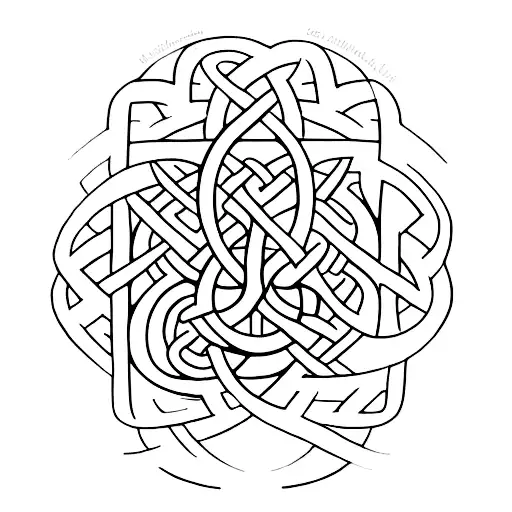 A Minimalist Tattoo Of A Serene Village Nestled Within A Celtic Knot