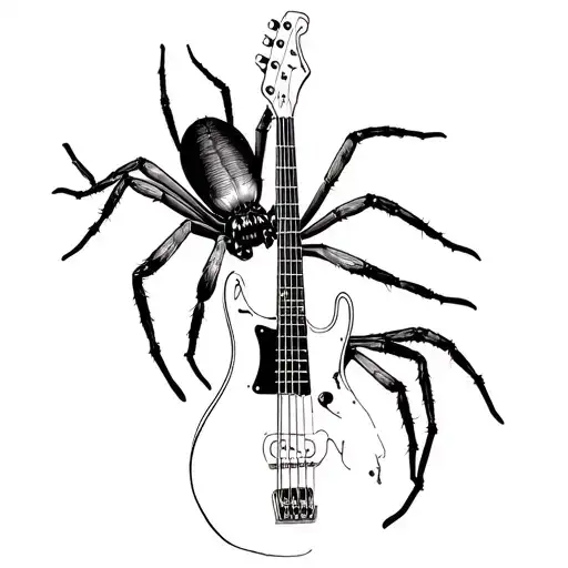 A Bass Guitar And A Tarantula Intertwined In A Unique Design