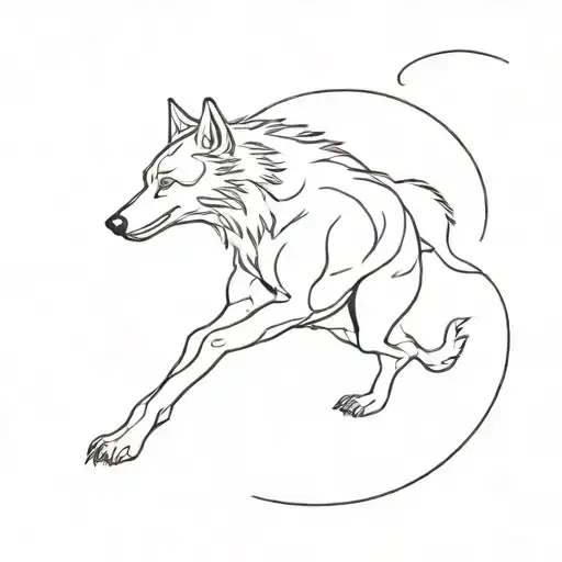 Wolf And Man Jumping Taking Leap Of Faith