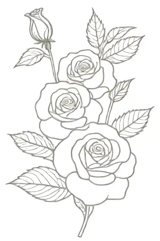 Small And Simple Line Tattoo With One Rose Flower And One Viola Flower