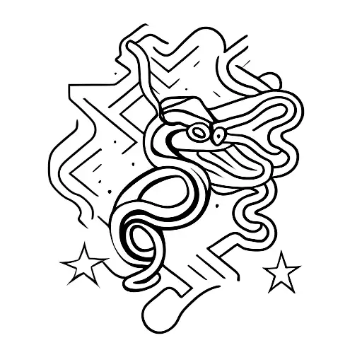 Snake With Stars And Lines