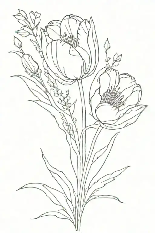 Tulip With Wildflower Bouquet