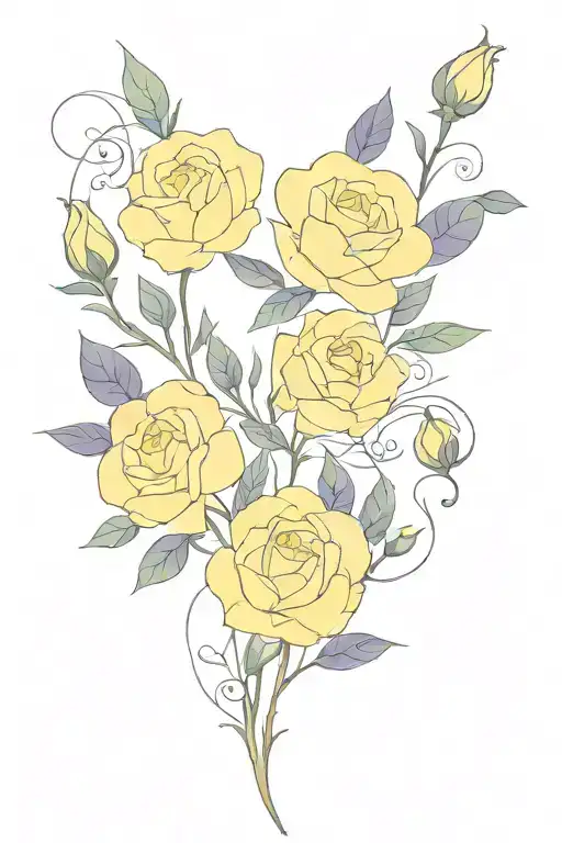 Yellow Rose And Purple Wildflowers Gently Swaying