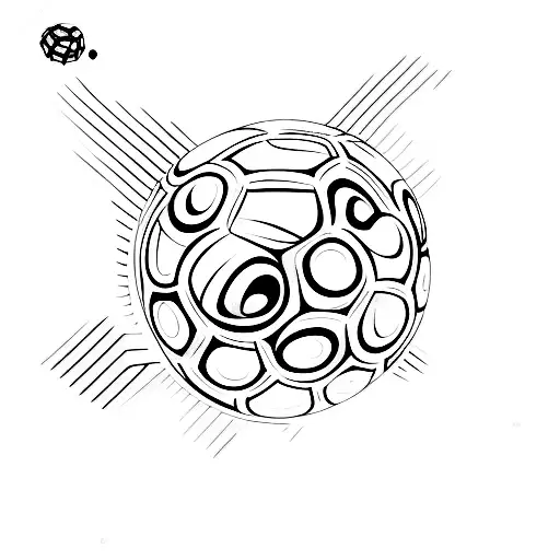 A Minimalist Tattoo Of A Soccer Player Dribbling A Ball With Programming Code Incorporated