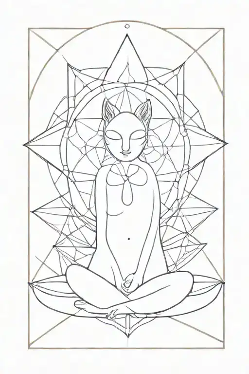 Lotus Sacral Geometry Lines Sun Moon Cat