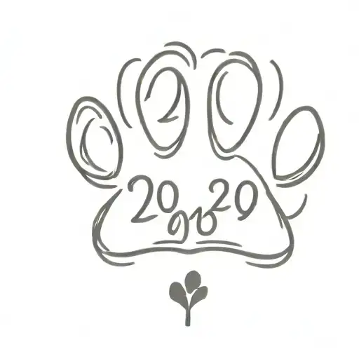 Dog Paw Print With Date