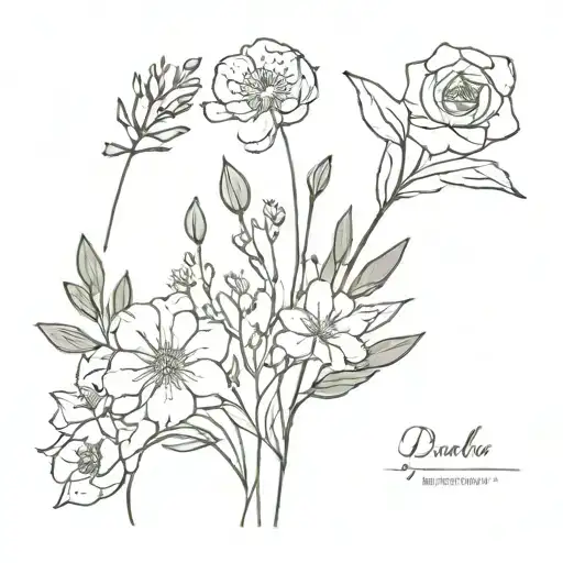 Simple Bouquet Of Birth Flowers For February October And December With Stems