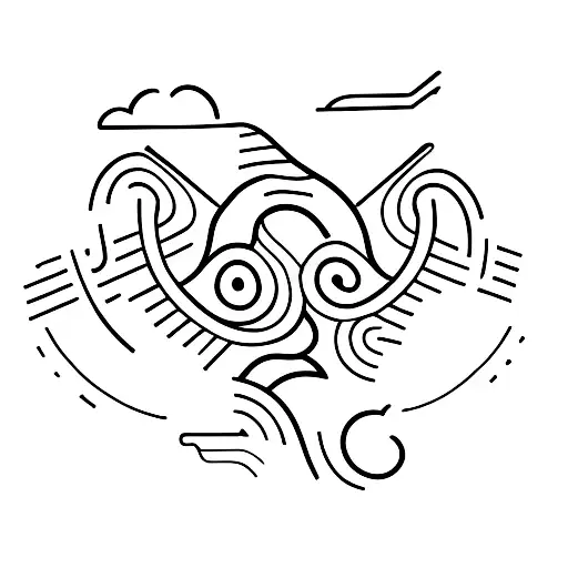 A Minimalist Tattoo Of A Guitar Neck Merging Into A Winding Hiking Trail