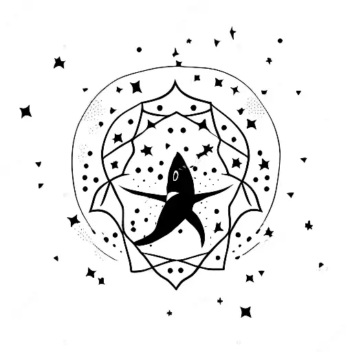 Shark Silhouette With A Constellation Of Stars Inside