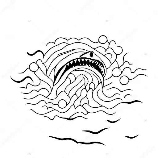 Shark Swimming Through An Abstract Wave