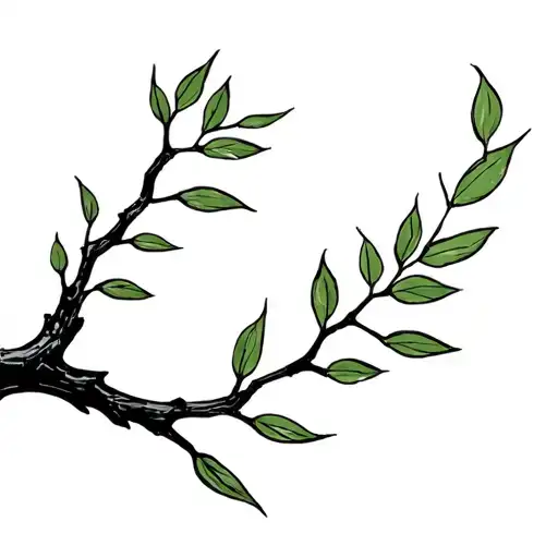 Birch Tree Branch With Green Leaves