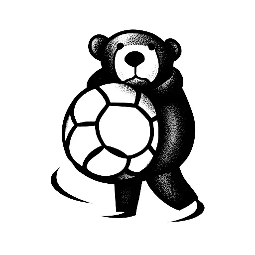 Hooded Teddy Bear Huging A Soccer Bal