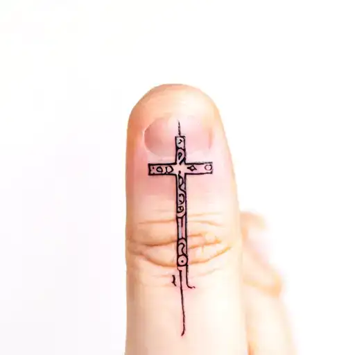 Christian Cross On Finger With Gsr Initials Incorporated
