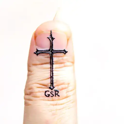 Christian Cross On Finger With Gsr Initials