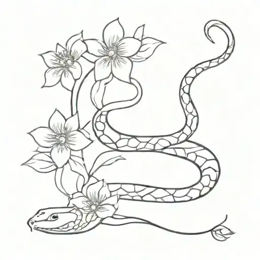 Snake And Flowers